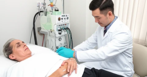 Equipamento de ozonioterapia em ambiente clínico.